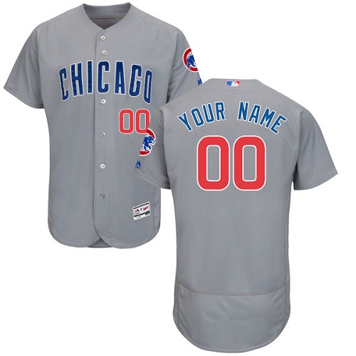 Men's Majestic Chicago Cubs Customized Grey Road Flex Base Authentic Collection MLB Jersey