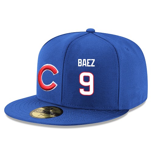 MLB Men's Chicago Cubs #9 Javier Baez Stitched Snapback Adjustable Player Hat - Royal Blue/White