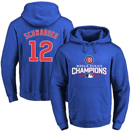 MLB Men's Chicago Cubs #12 Kyle Schwarber Royal 2016 World Series Champions Walk Pullover Hoodie