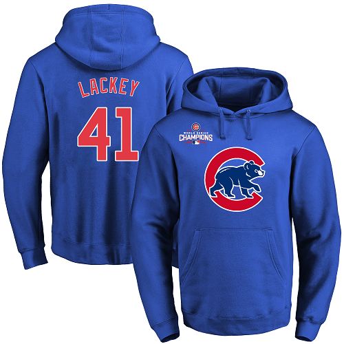 MLB Men's Chicago Cubs #41 John Lackey Royal Team Color Primary Logo Pullover Hoodie