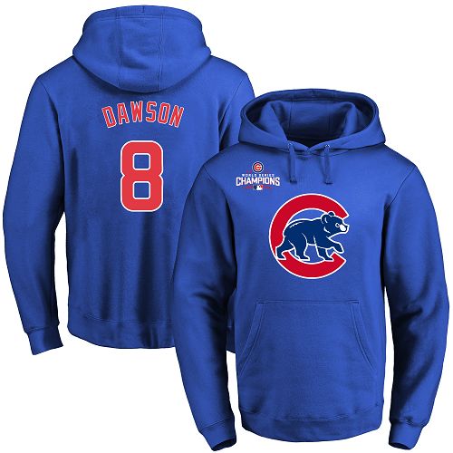MLB Men's Chicago Cubs #8 Andre Dawson Royal Team Color Primary Logo Pullover Hoodie