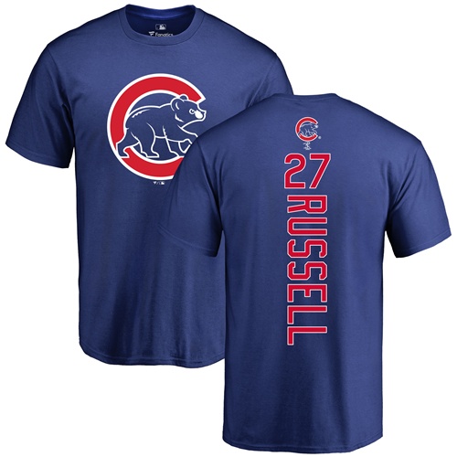 MLB Nike Chicago Cubs #27 Addison Russell Royal Blue Backer T-Shirt