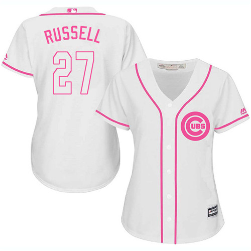 Women's Majestic Chicago Cubs #27 Addison Russell Authentic White Fashion MLB Jersey