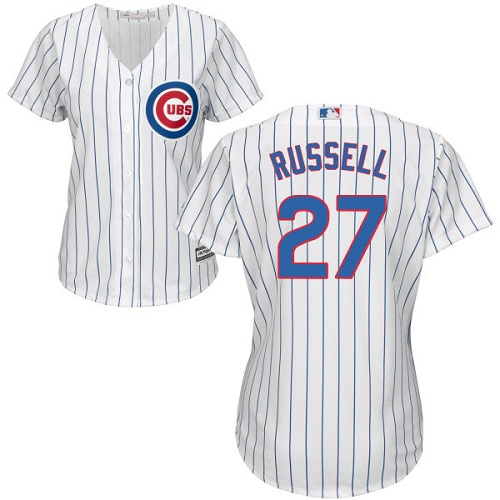 Women's Majestic Chicago Cubs #27 Addison Russell Authentic White Home Cool Base MLB Jersey