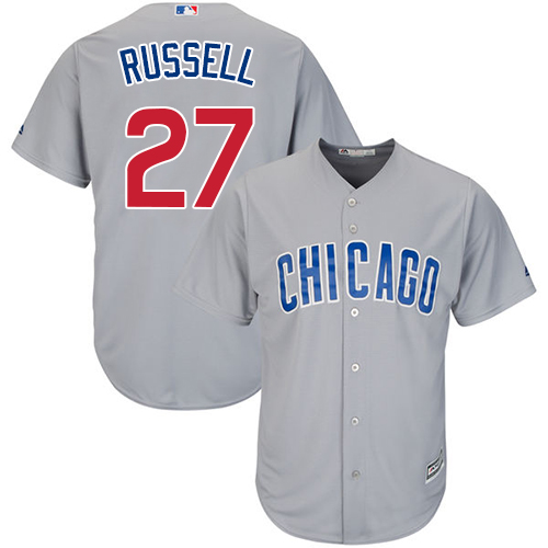 Youth Majestic Chicago Cubs #27 Addison Russell Authentic Grey Road Cool Base MLB Jersey