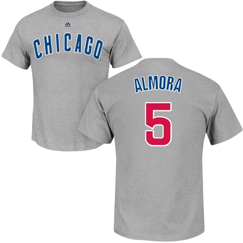 MLB Nike Chicago Cubs #5 Albert Almora Jr Gray Name & Number T-Shirt