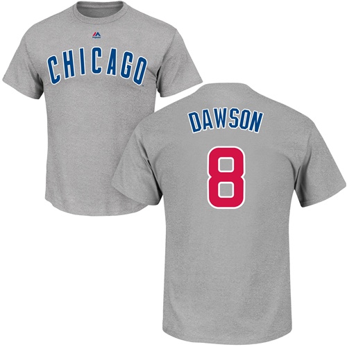 MLB Nike Chicago Cubs #8 Andre Dawson Gray Name & Number T-Shirt