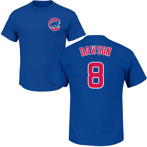 MLB Nike Chicago Cubs #8 Andre Dawson Royal Blue Name & Number T-Shirt