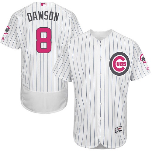 Men's Majestic Chicago Cubs #8 Andre Dawson Authentic White 2016 Mother's Day Fashion Flex Base MLB Jersey