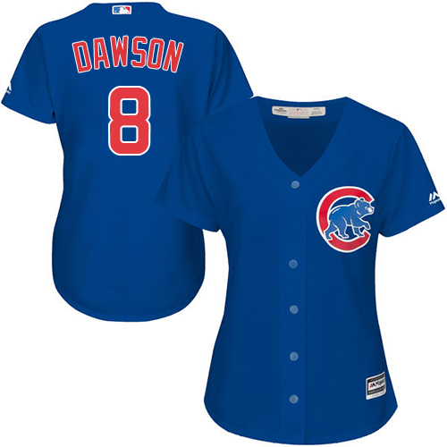 Women's Majestic Chicago Cubs #8 Andre Dawson Authentic Royal Blue Alternate MLB Jersey