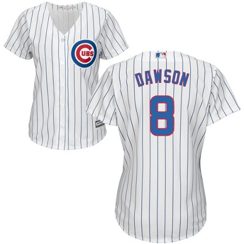 Women's Majestic Chicago Cubs #8 Andre Dawson Authentic White Home Cool Base MLB Jersey