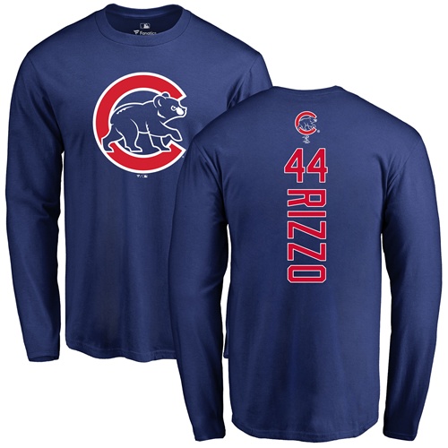 MLB Nike Chicago Cubs #44 Anthony Rizzo Royal Blue Backer Long Sleeve T-Shirt
