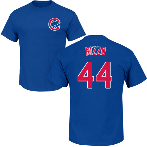 MLB Nike Chicago Cubs #44 Anthony Rizzo Royal Blue Name & Number T-Shirt