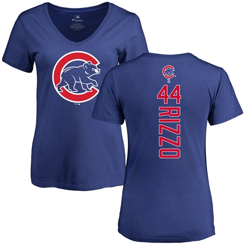 MLB Women's Nike Chicago Cubs #44 Anthony Rizzo Royal Blue Backer T-Shirt