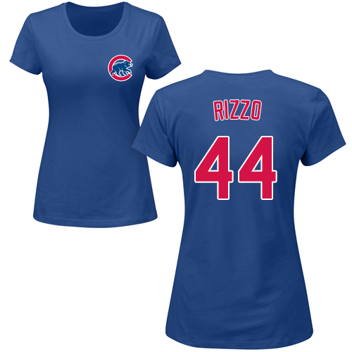 MLB Women's Nike Chicago Cubs #44 Anthony Rizzo Royal Blue Name & Number T-Shirt