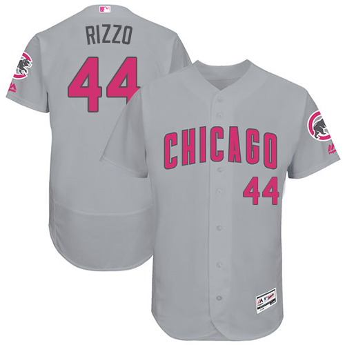 Men's Majestic Chicago Cubs #44 Anthony Rizzo Grey Mother's Day Flexbase Authentic Collection MLB Jersey