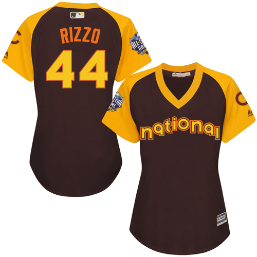 Women's Majestic Chicago Cubs #44 Anthony Rizzo Authentic Brown 2016 All-Star National League BP Cool Base MLB Jersey