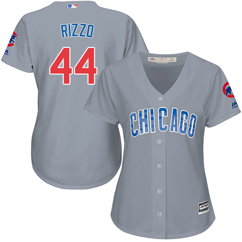Women's Majestic Chicago Cubs #44 Anthony Rizzo Authentic Grey Road MLB Jersey