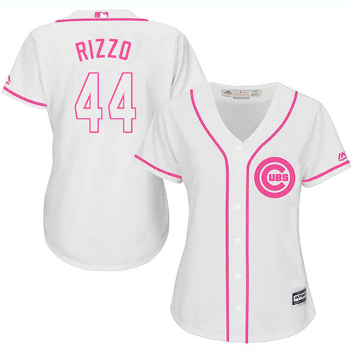 Women's Majestic Chicago Cubs #44 Anthony Rizzo Authentic White Fashion MLB Jersey