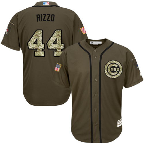 Youth Majestic Chicago Cubs #44 Anthony Rizzo Authentic Green Salute to Service MLB Jersey