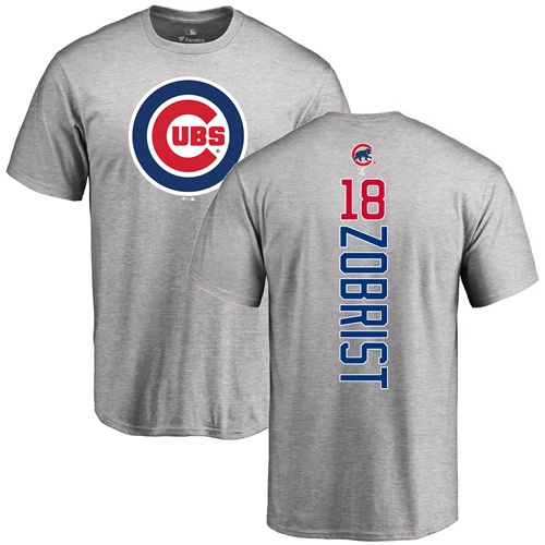 MLB Nike Chicago Cubs #18 Ben Zobrist Ash Backer T-Shirt