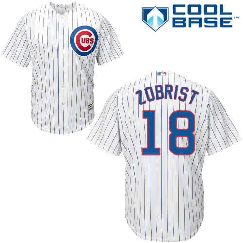 Men's Majestic Chicago Cubs #18 Ben Zobrist Replica White Home Cool Base MLB Jersey