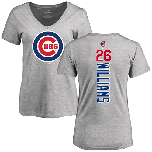 MLB Women's Nike Chicago Cubs #26 Billy Williams Ash Backer T-Shirt