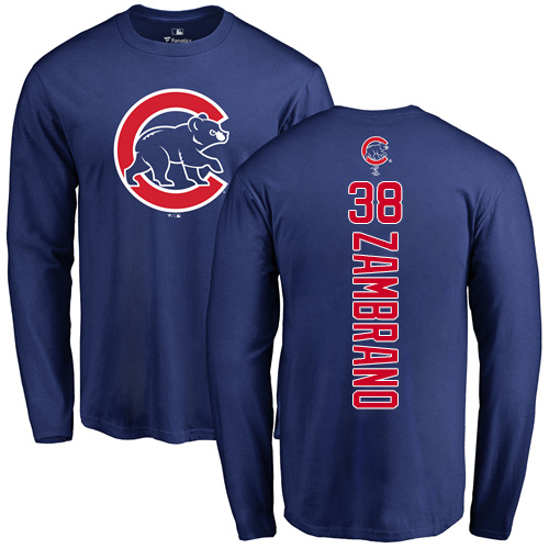 MLB Nike Chicago Cubs #38 Carlos Zambrano Royal Blue Backer Long Sleeve T-Shirt