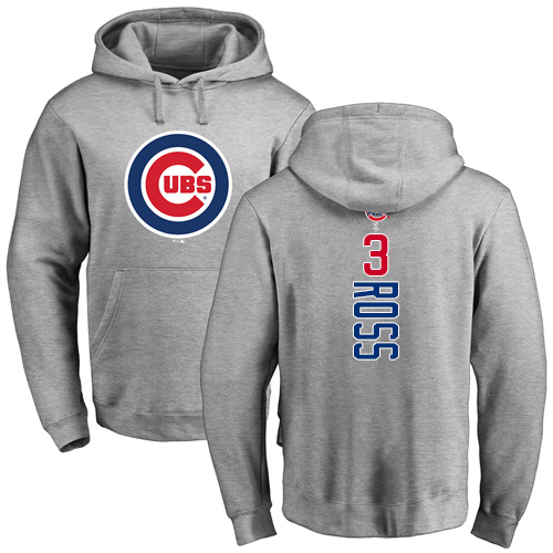 MLB Nike Chicago Cubs #3 David Ross Ash Backer Pullover Hoodie