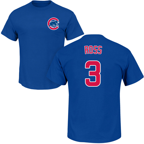MLB Nike Chicago Cubs #3 David Ross Royal Blue Name & Number T-Shirt