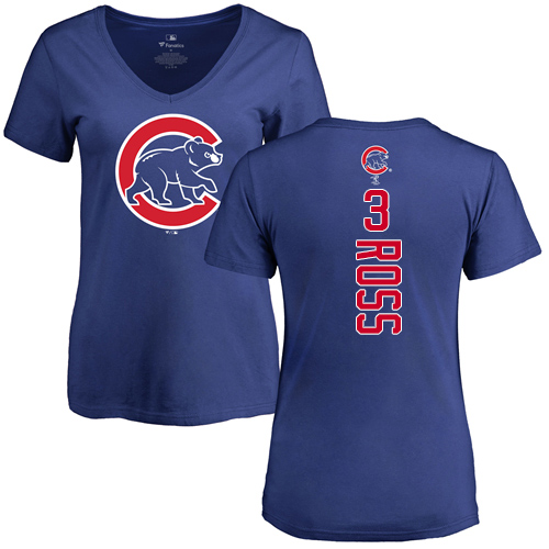 MLB Women's Nike Chicago Cubs #3 David Ross Royal Blue Backer T-Shirt