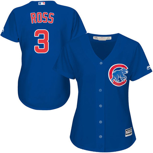 Women's Majestic Chicago Cubs #3 David Ross Authentic Royal Blue Alternate MLB Jersey