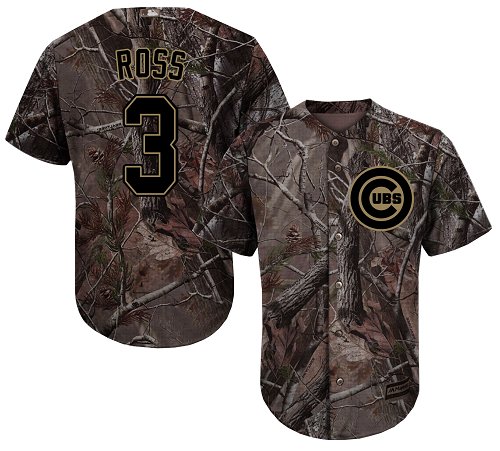 Youth Majestic Chicago Cubs #3 David Ross Authentic Camo Realtree Collection Flex Base MLB Jersey