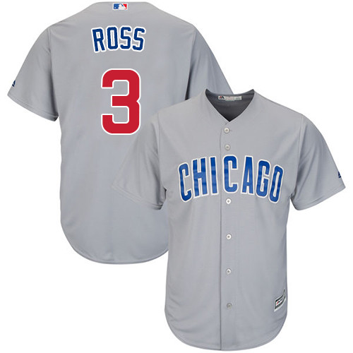 Youth Majestic Chicago Cubs #3 David Ross Authentic Grey Road Cool Base MLB Jersey