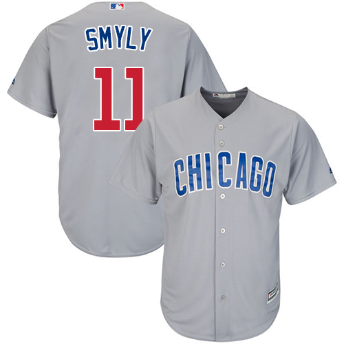 Youth Majestic Chicago Cubs #11 Drew Smyly Authentic Grey Road Cool Base MLB Jersey