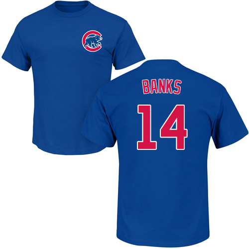 MLB Nike Chicago Cubs #14 Ernie Banks Royal Blue Name & Number T-Shirt