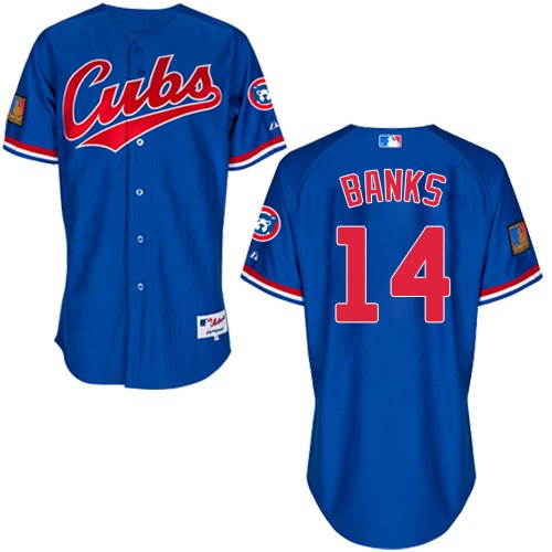 Men's Majestic Chicago Cubs #14 Ernie Banks Authentic Royal Blue 1994 Turn Back The Clock MLB Jersey
