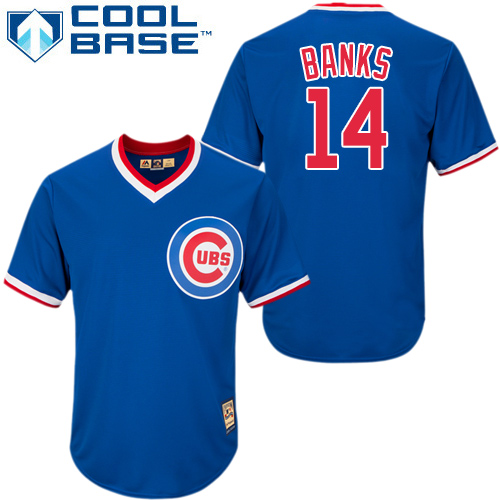 Men's Majestic Chicago Cubs #14 Ernie Banks Authentic Royal Blue Cooperstown MLB Jersey