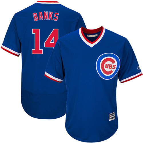 Men's Majestic Chicago Cubs #14 Ernie Banks Replica Royal Blue Cooperstown Cool Base MLB Jersey