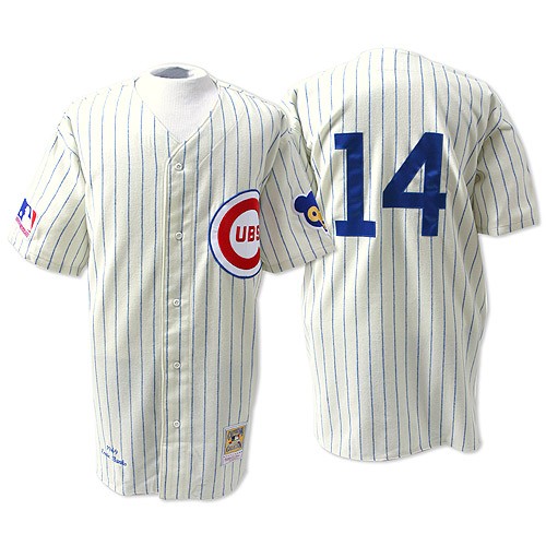 Men's Mitchell and Ness Chicago Cubs #14 Ernie Banks Replica White Throwback MLB Jersey