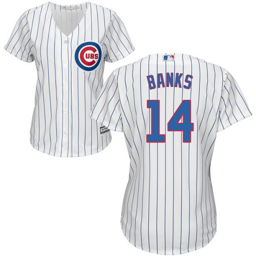 Women's Majestic Chicago Cubs #14 Ernie Banks Authentic White Home Cool Base MLB Jersey