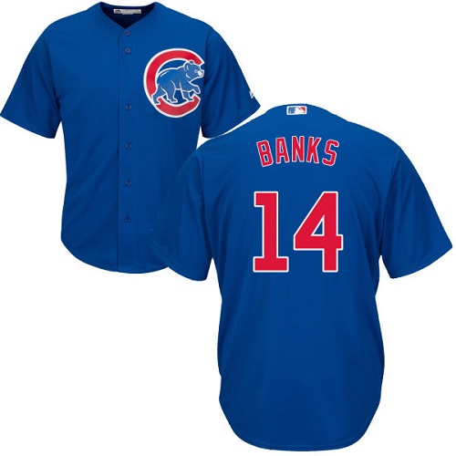 Youth Majestic Chicago Cubs #14 Ernie Banks Authentic Royal Blue Alternate Cool Base MLB Jersey