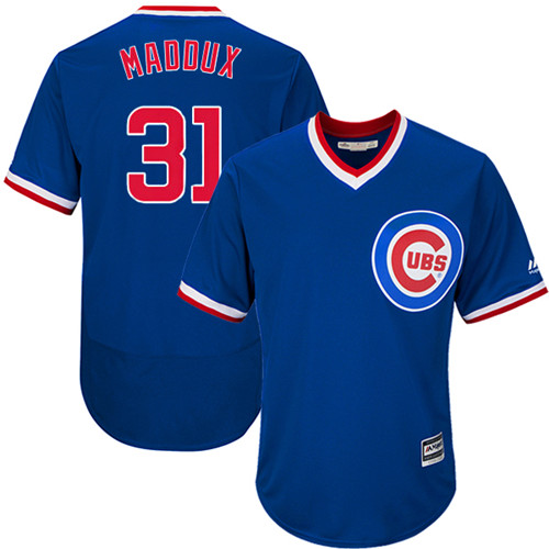 Men's Majestic Chicago Cubs #31 Greg Maddux Royal Blue Flexbase Authentic Collection Cooperstown MLB Jersey