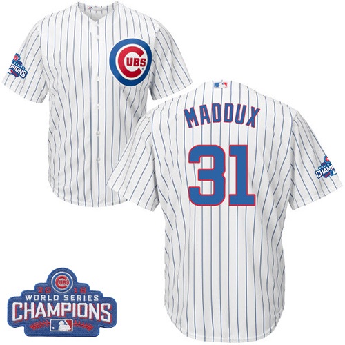 Youth Majestic Chicago Cubs #31 Greg Maddux Authentic White Home 2016 World  Series Champions Cool Base