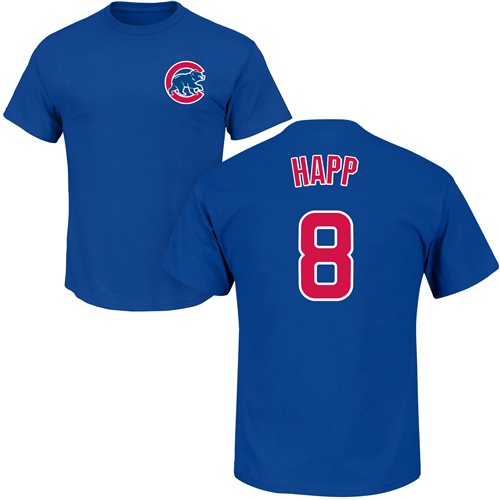 MLB Nike Chicago Cubs #8 Ian Happ Royal Blue Name & Number T-Shirt