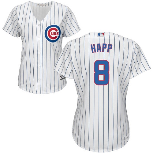 Women's Majestic Chicago Cubs #8 Ian Happ Authentic White Home Cool Base MLB Jersey