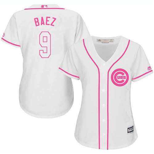 Women's Majestic Chicago Cubs #9 Javier Baez Authentic White Fashion MLB Jersey