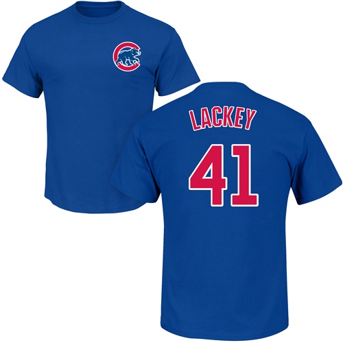 MLB Nike Chicago Cubs #41 John Lackey Royal Blue Name & Number T-Shirt