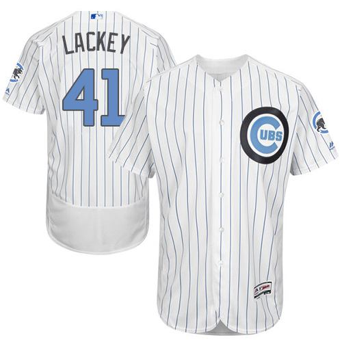 Men's Majestic Chicago Cubs #41 John Lackey Authentic White 2016 Father's Day Fashion Flex Base MLB Jersey