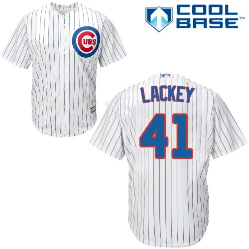 Men's Majestic Chicago Cubs #41 John Lackey Replica White Home Cool Base MLB Jersey
